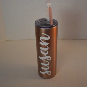 NEW  20oz SS Rose Gold Tumbler w lid/straw - Susan